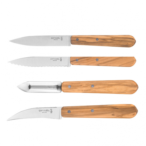 Opinel Les Essentiels Olive knife and scraper set 4 pcs, 002163