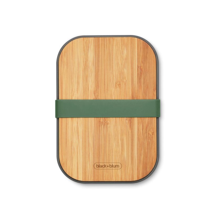 Black+Blum snack box with bamboo lid 1,25 l, olive, BAM-SB-L010
