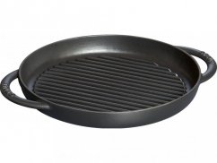 STAUB Grill pan with two handles round - black