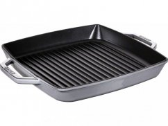 STAUB Grill pan with two handles square - graphite grey