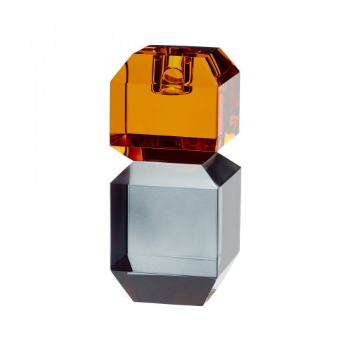 Kerzenhalter aus Kristall, orange/kupfer - 340702