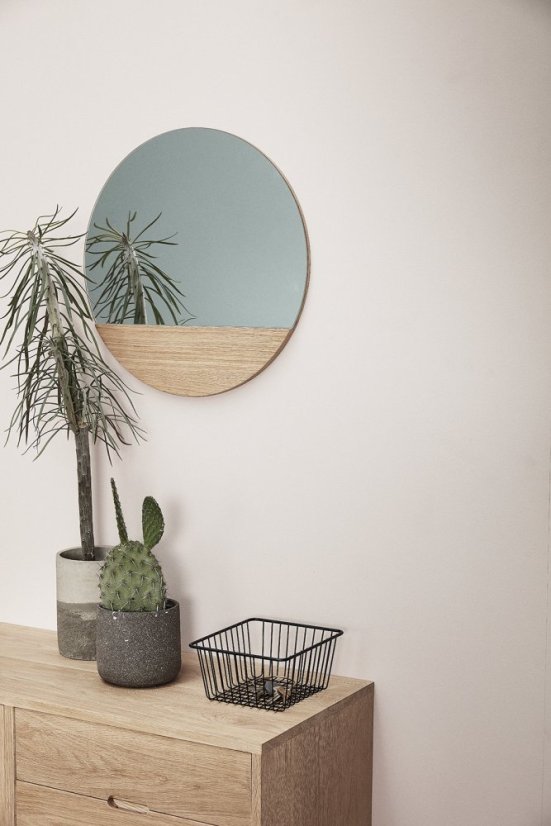 Crescent Wall mirror round oak - 880417