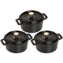 Staub Cocotte 3er Set runder Topf 14 cm/0,8 l schwarz, 19501425