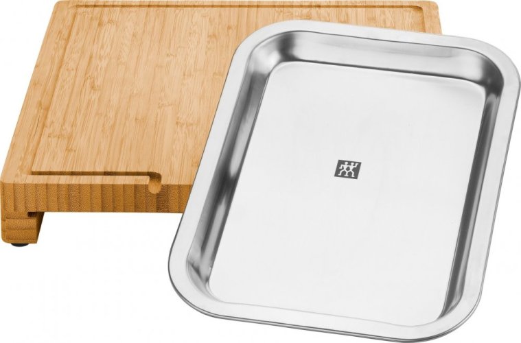 Zwilling BBQ+ bamboo cutting board with stainless steel tray 39 x 30 cm, 1026185