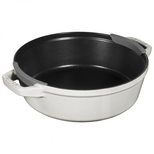 Staub Cocotte 3 piece set of cast iron pot, pan and baking dish 24 cm, white truffle, 40508-388