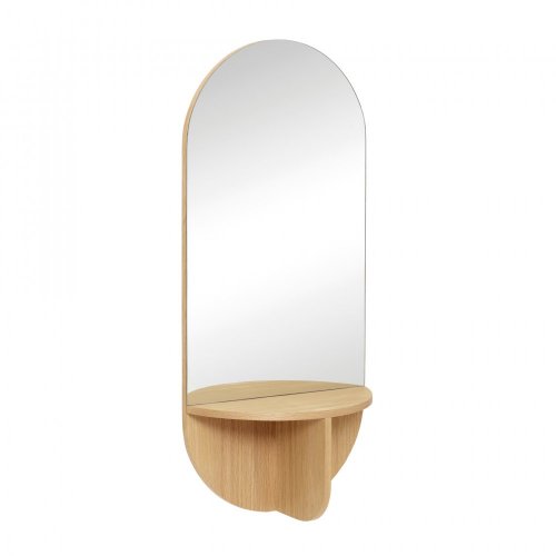 Nástěnné zrcadlo s poličkou, dub, FSC, přírodní - 881117F