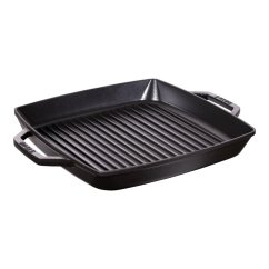 STAUB Grill pan with two handles square - black