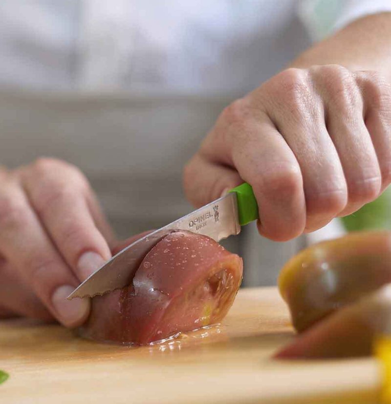 Opinel Essentiels N°313 serrated vegetable knife 10 cm, green, 002354