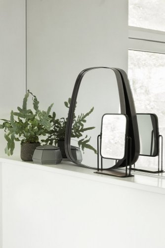 Nástenné zrkadlo s kovovým rámom, štvorcové, lichobežníkové - 340503