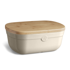 Emile Henry ceramic bread tray with lid 35,5 x 25 cm, ivory, 028750