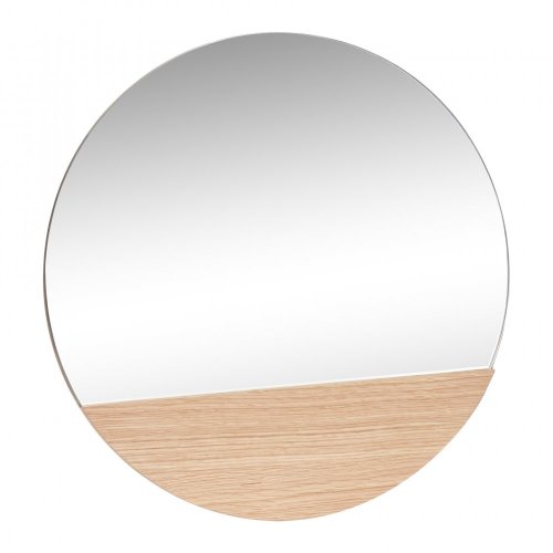 Nástěnné zrcadlo, kulaté, dubové, FSC, průměr 50 cm - 880417F