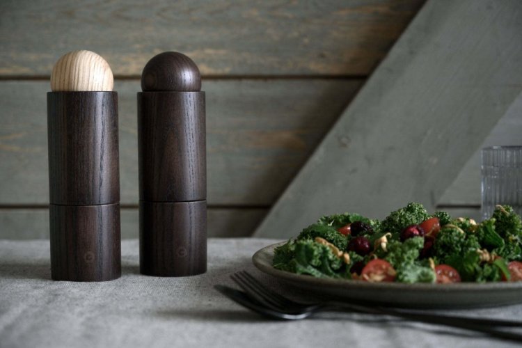 CrushGrind Aarhus set of wooden pepper and salt grinders 18 cm, brown, 070350-2073-2PC