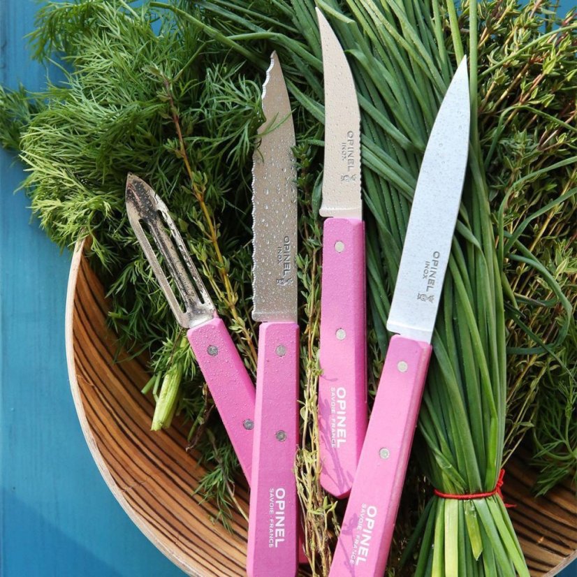 Opinel Les Essentiels N°113 serrated paring knife 10 cm, pink, 002036