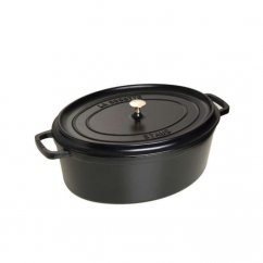 STAUB Oval pot with lid, black, 37 cm
