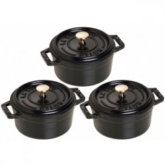 Staub Cocotte Set of 3 pieces round pot 14 cm/0,8 l black, 19501425