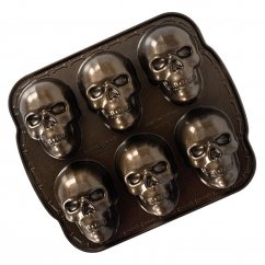 Nordic Ware mini skull cake mould, plate with 6 moulds, bronze, 89448