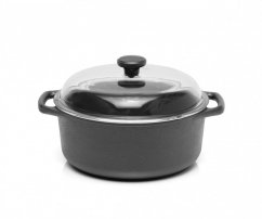 Skeppshult Casserole cast iron pot 28 cm/5,5 l, glass lid, black, 0510