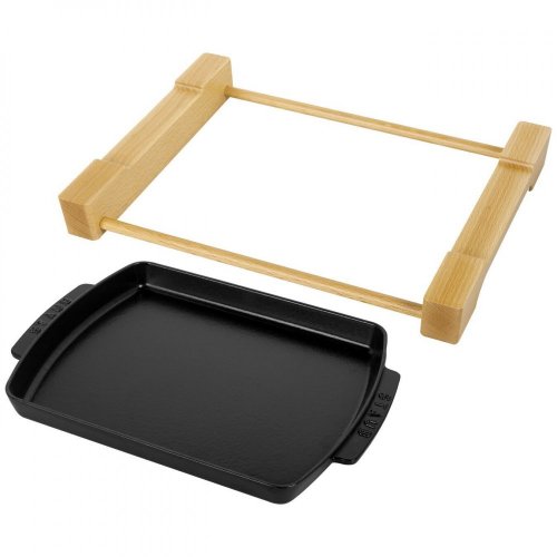 Staub cast iron serving tray with base 33x23 cm, black, 40509-523