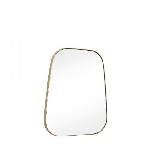 Nástěnné zrcadlo s mosazným rámem, hranaté, lichoběžník - 340502