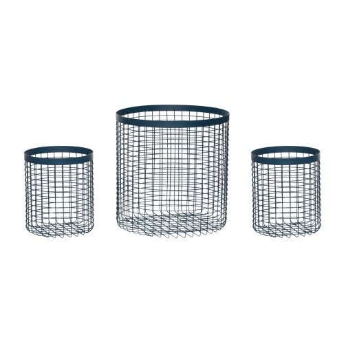 Basket, round, metal, blue, s/3 - 940703