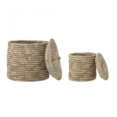 Lin Basket w/Lid, Nature, Seagrass - 82055812