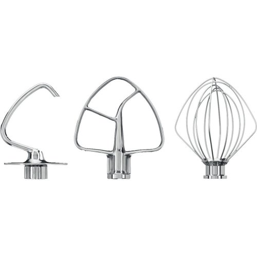 KitchenAid Stainless Steel Food Processor Whisk Set, Kneading Hook, Flat Beater and Whisk, 5KSM5TH3PSS