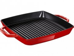 STAUB Grill pan with two handles square - cherry
