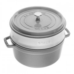 Staub Cocotte round pot with steaming insert, 24 cm/3,7 l grey, 13242418