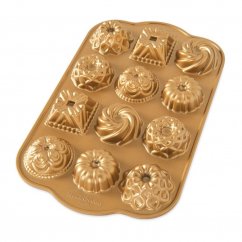 Mini plech na pečenie Nordic Ware s 12 formami Charms, zlatý, 12 šálok, 85677