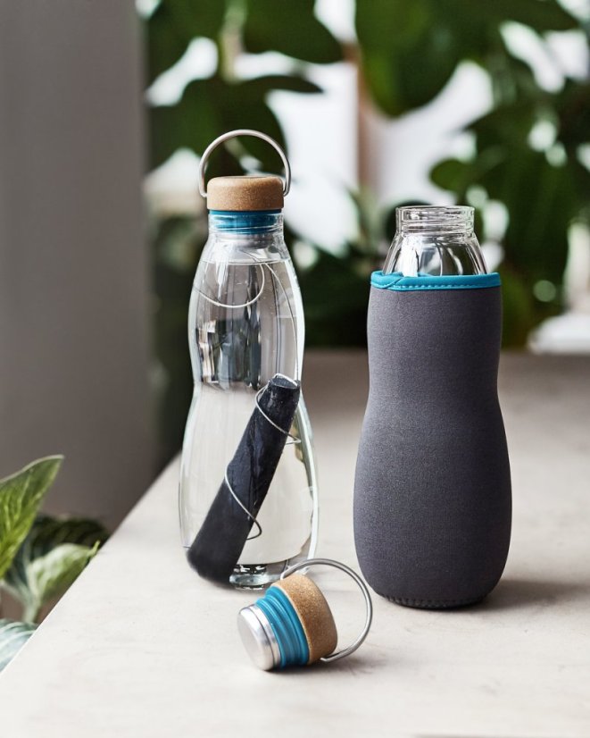 Black+Blum glass water bottle with natural filter 650 ml, ocean, EGO-EGG005
