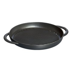 STAUB Grill pan with two handles round - black