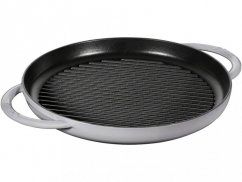 STAUB Grill pan with two handles round - graphite grey, size 30 cm