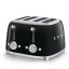 SMEG 50's Retro Style Toaster 4x4, black, TSF03BLEU