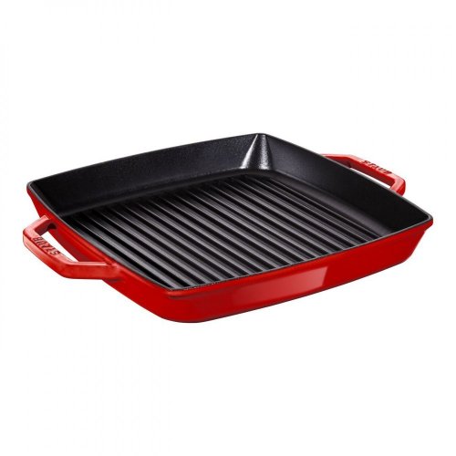 Staub Cast iron square grill pan with handles 28x28cm, cherry