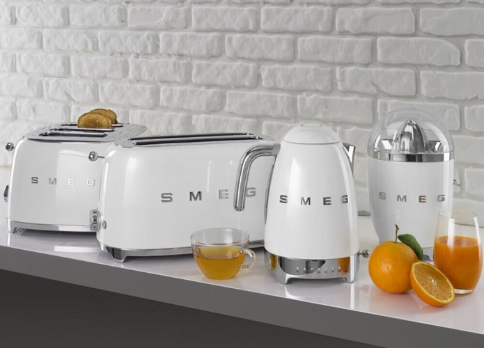 SMEG 50er Jahre Retro Style Toaster 4x2, weiß, TSF02WHEU