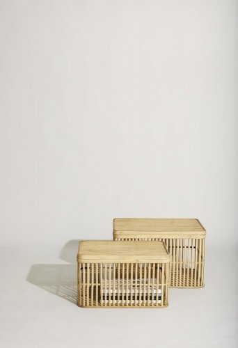 Bambuskörbe mit Deckel, 2er Set in verschiedenen Größen - 031501