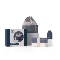 Monbento snack box gift set with accessories, blue natural, 88007284