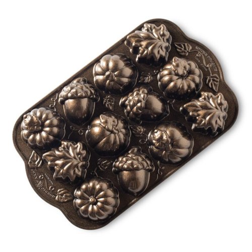 Nordic Ware Baking tray with 12 moulds Autumn motifs, bronze, 92048