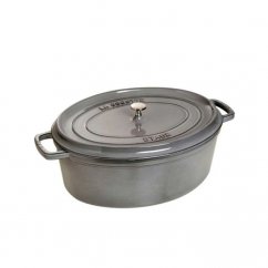 STAUB Oval pot with lid, graphite grey, 37 cm