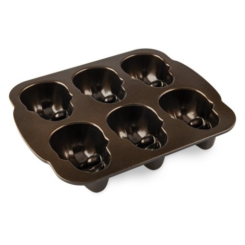 Nordic Ware mini skull cake mould, plate with 6 moulds, bronze, 89448