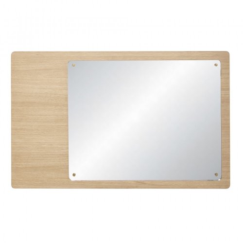 Nástenné zrkadlo s panelom, dub, prírodný, FSC, 80x50 cm - 881302