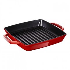 Staub cast iron grill pan with two handles 23x23 cm, cherry, 12012306