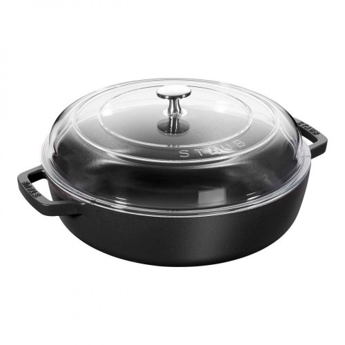 Staub cast iron casserole with glass lid Braiser 24 cm, black, 12722423