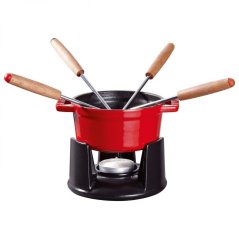 Staub Mini-Fondue-Set, 4 Gabeln 10 cm/0,25 l Kirsche, 1400406