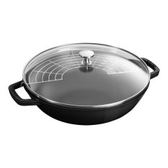 Wok Staub with glass lid 30 cm, black