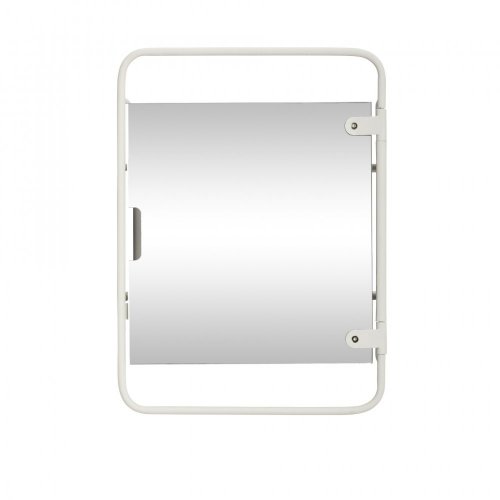 Nástěnná zrcadlová police se 2 poličkami, kov/zrcadlo, bílá - 020913
