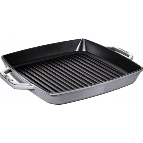 Staub Cast iron square grill pan with handles 28x28cm, graphite grey