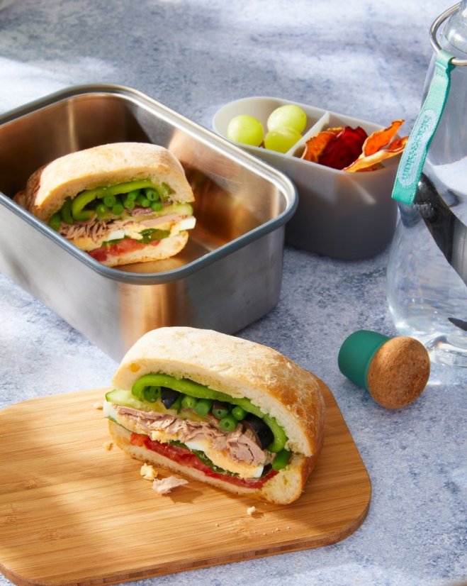 Black+Blum snack box with bamboo lid 1,25 l, ocean, BAM-SB-L005