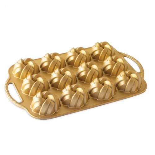 Nordic Ware Mini-Gugelhupfform mit 12 Förmchen gold, 95377