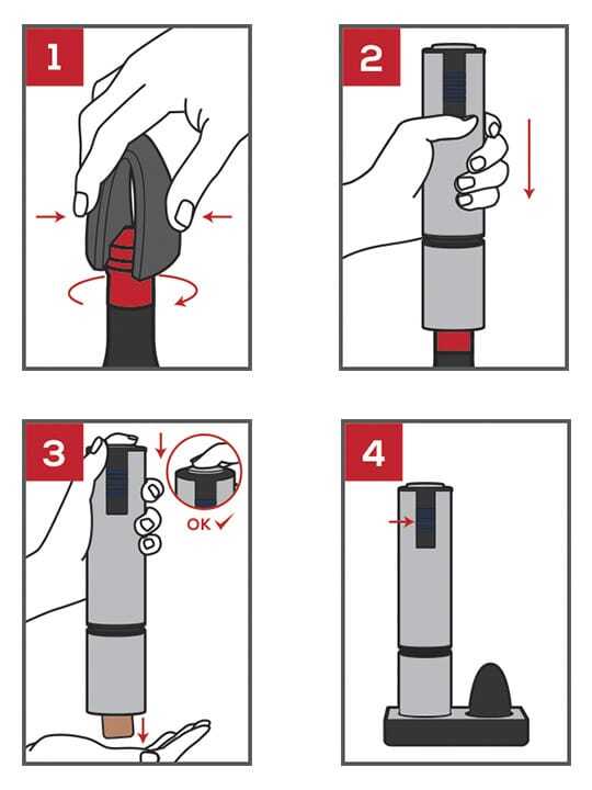 Peugeot Elis Touch rechargeable electric corkscrew 27 cm, stainless steel, 200954